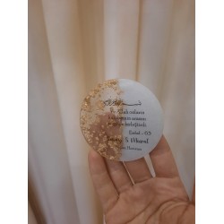Epoksi Magnet, Gold Taş Süslemeli, Nikah Hediyeliği