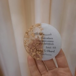 Epoksi Magnet, Gold Taş Süslemeli, Nikah Hediyeliği
