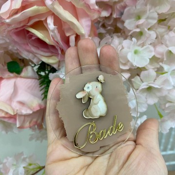 Ahşap Figürlü Şeffaf Pleksi Bebek Magneti