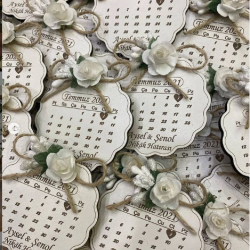 Papatya Model Takvimli Ahşap Nikah Magneti, Nikah Hediyeliği