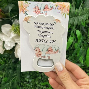 Açacak Magnet, Kart Tasarımlı, Bebek Hediyeliği, Bebek Süsü 