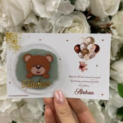 Ahşap Aslan Figürlü Kartlı Bebek Hediyeliği Ahşap Aslan Figürlü Kartlı Bebek Hediyeliği