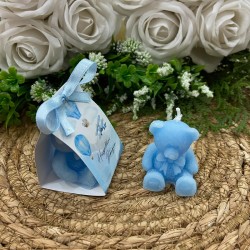 Mavi Ayıcık Mum Kart Süslemeli Bebek Hediyeliği Mavi Ayıcık Mum Kart Süslemeli Bebek Hediyeliği