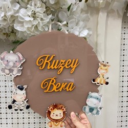 Ahşap Figürlü Kapı Süsü, Şeffaf Epoksili, Boyama İşlemli Bebek Kapı Süsü