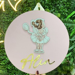 Balerin Kız Figürlü Ahşap Bebek Kapısüsü Balerin Kız Figürlü Ahşap Bebek Kapısüsü