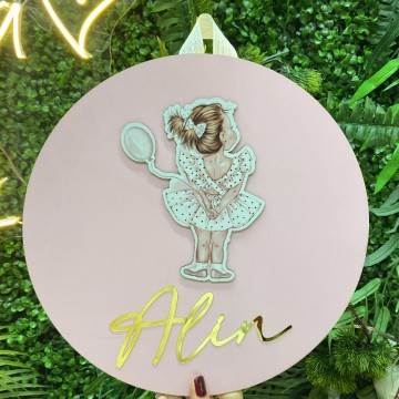 Balerin Kız Figürlü Ahşap Bebek Kapısüsü