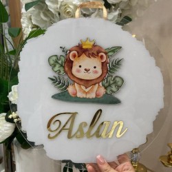 Aslan Figürlü Şeffaf Boyama Pleksi Kapısüsü,Bebek Hastane Kapısüsü