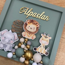 Safari Konsept Ahşap Bebek Kapı Süsü