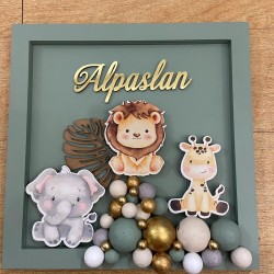 Safari Konsept Ahşap Bebek Kapı Süsü