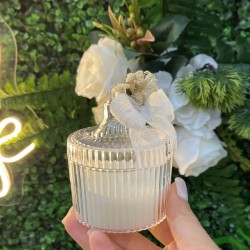 Mika Bardak Kutu,Kuru Çiçek Süslemeli, Mum Nikah Nişan Söz  Hediyelik