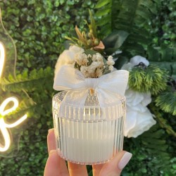 Mika Bardak Kutu,Kuru Çiçek Süslemeli, Mum Nikah Nişan Söz  Hediyelik