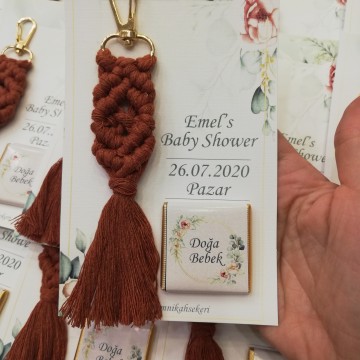 Makrome Anahtarlık İnce Madlen,Bebek Hediyeliği,Nikah Şekeri