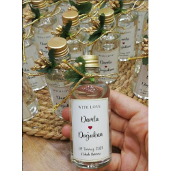 Cam Şişe Gold Kapak Nikah Şekeri 50 CC