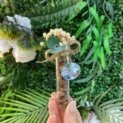 Tüp Şişe Kuruçiçek Süslemeli, Kahve Çekirdekli, Nikah- Nişan Hediyeliği