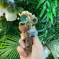 Tüp Şişe Kuruçiçek Süslemeli, Kahve Çekirdekli, Nikah- Nişan Hediyeliği